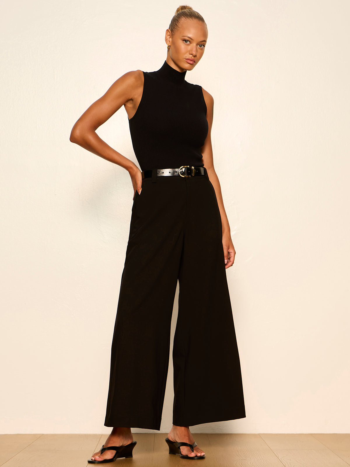 Sanctuary Clothing New - REESE WIDE LEG TROUSER BLACK