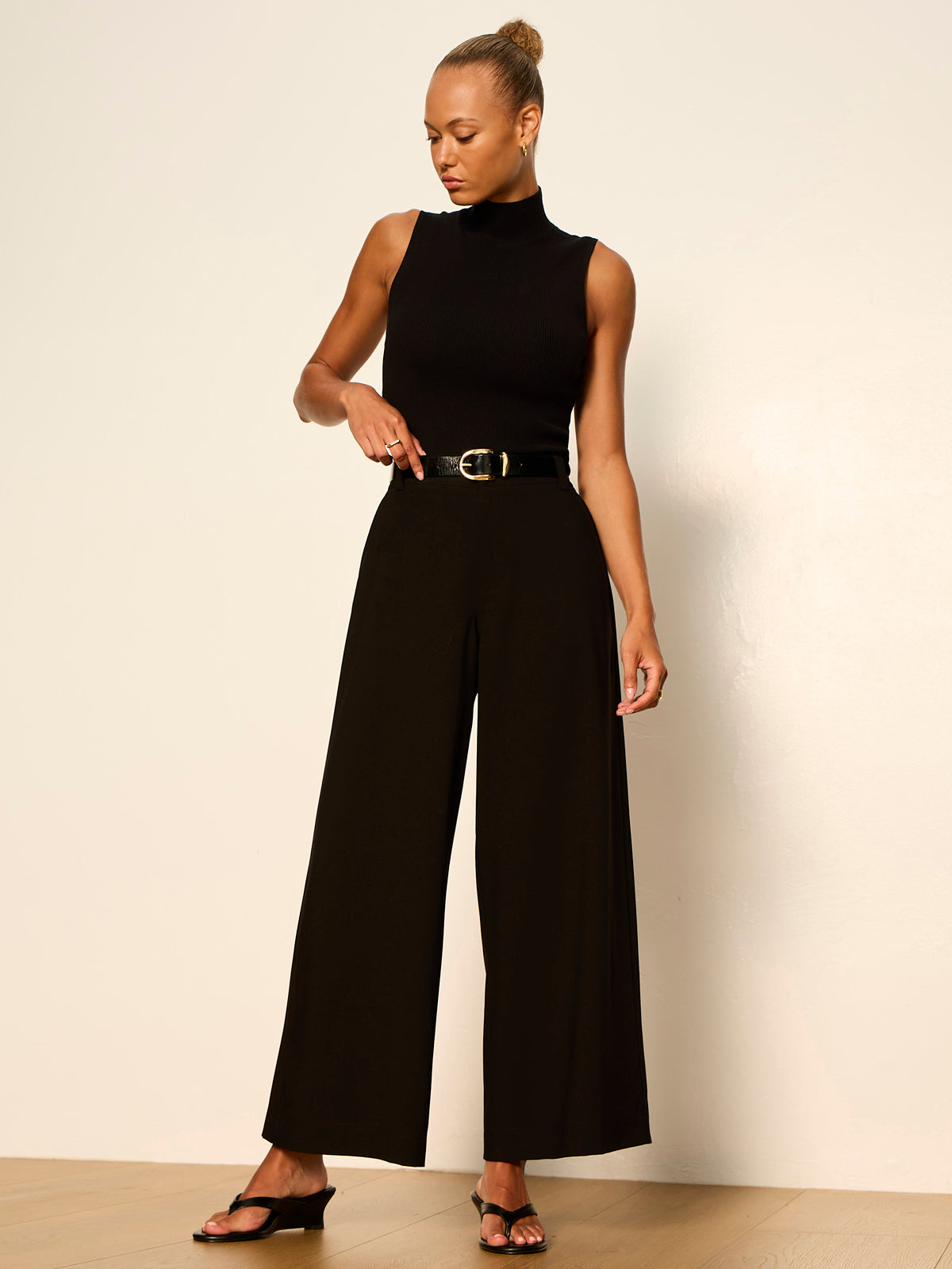 Sanctuary Clothing New - REESE WIDE LEG TROUSER BLACK