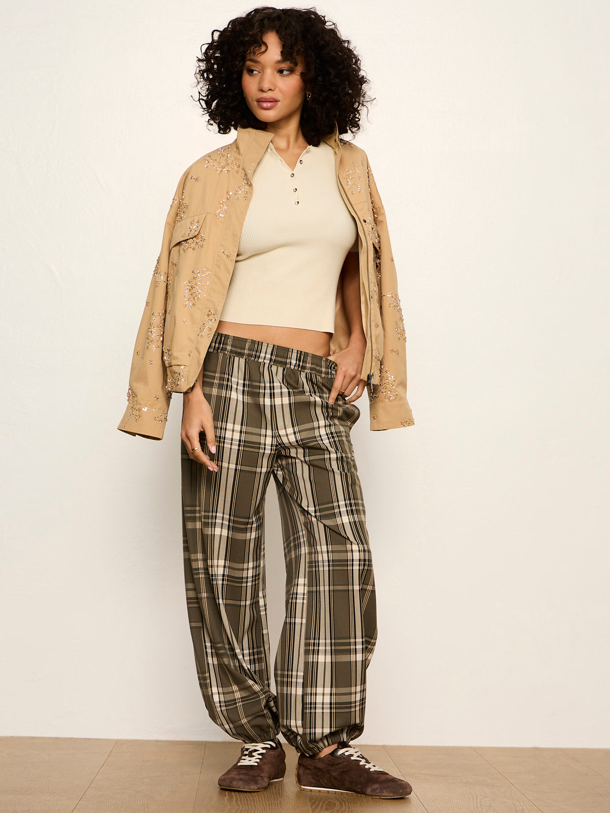 Sanctuary Clothing New - Micro Balloon Pant Linden Plaid