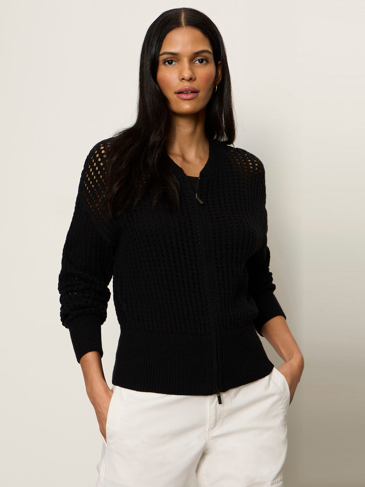 Sanctuary Clothing Quality - LAGUNA OPENWORK BOMBER BLACK