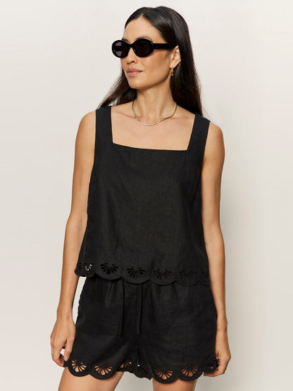 Sanctuary Clothing Trending - ALMOST THERE LINEN TOP BLACK