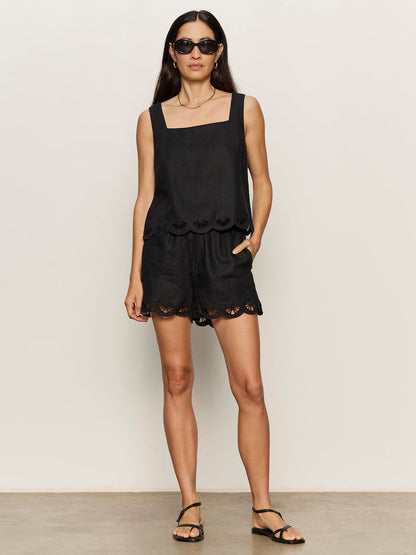 Sanctuary Clothing Trending - ALMOST THERE LINEN TOP BLACK
