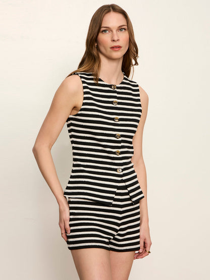 Sanctuary Clothing Classic - Nothing Extra Knit Vest Black/Chalk Stripe