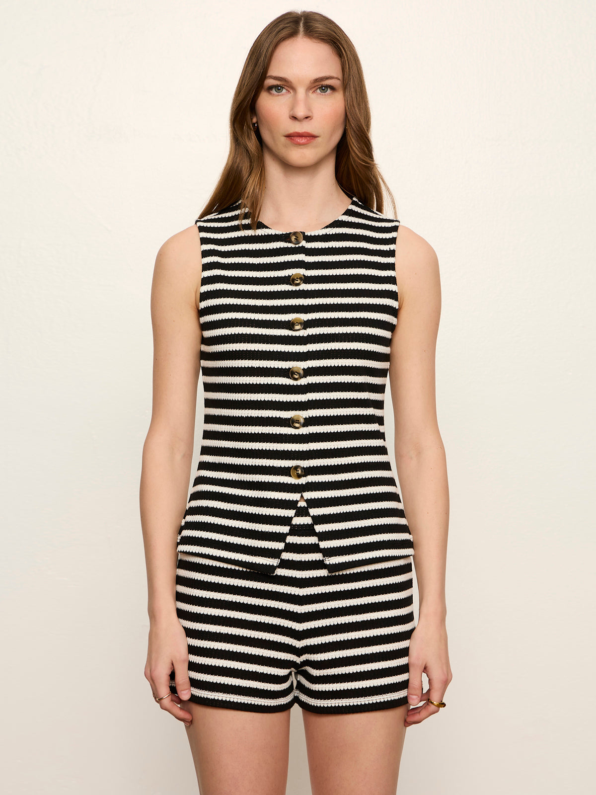 Sanctuary Clothing Classic - Nothing Extra Knit Vest Black/Chalk Stripe