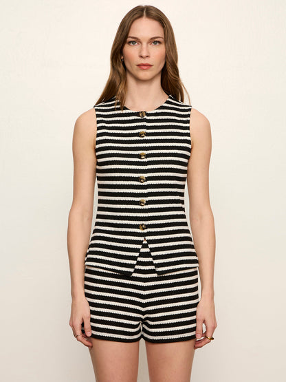Sanctuary Clothing Classic - Nothing Extra Knit Vest Black/Chalk Stripe