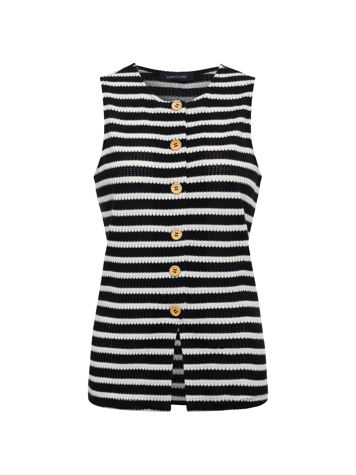 Sanctuary Clothing Classic - Nothing Extra Knit Vest Black/Chalk Stripe