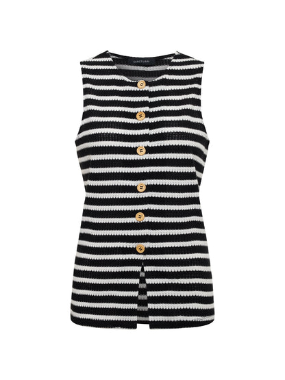 Sanctuary Clothing Classic - Nothing Extra Knit Vest Black/Chalk Stripe