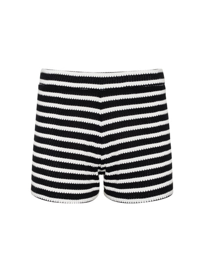 Sanctuary Clothing Customer Favorite - Textured Knit Short Black/Chalk Stripe