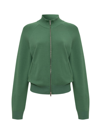Sanctuary Clothing Popular - Places To Be Knit Track Jacket Green Juice/Chalk