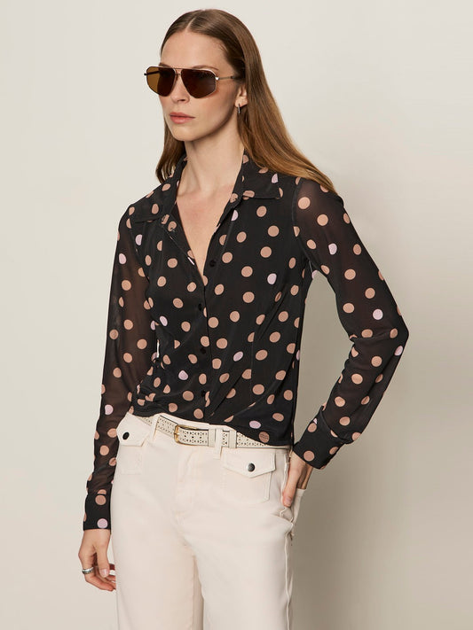 Sanctuary Clothing Customer Favorite - Fitted Mesh Button Down Top Popspot