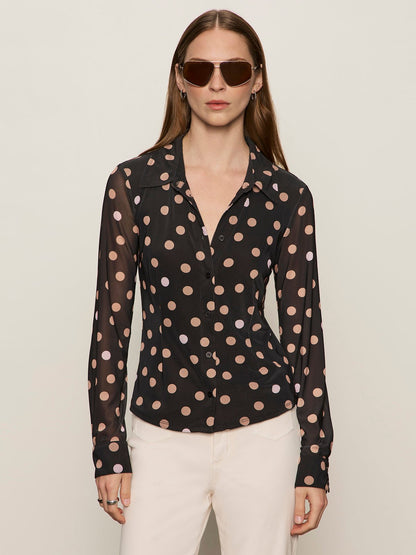 Sanctuary Clothing Customer Favorite - Fitted Mesh Button Down Top Popspot