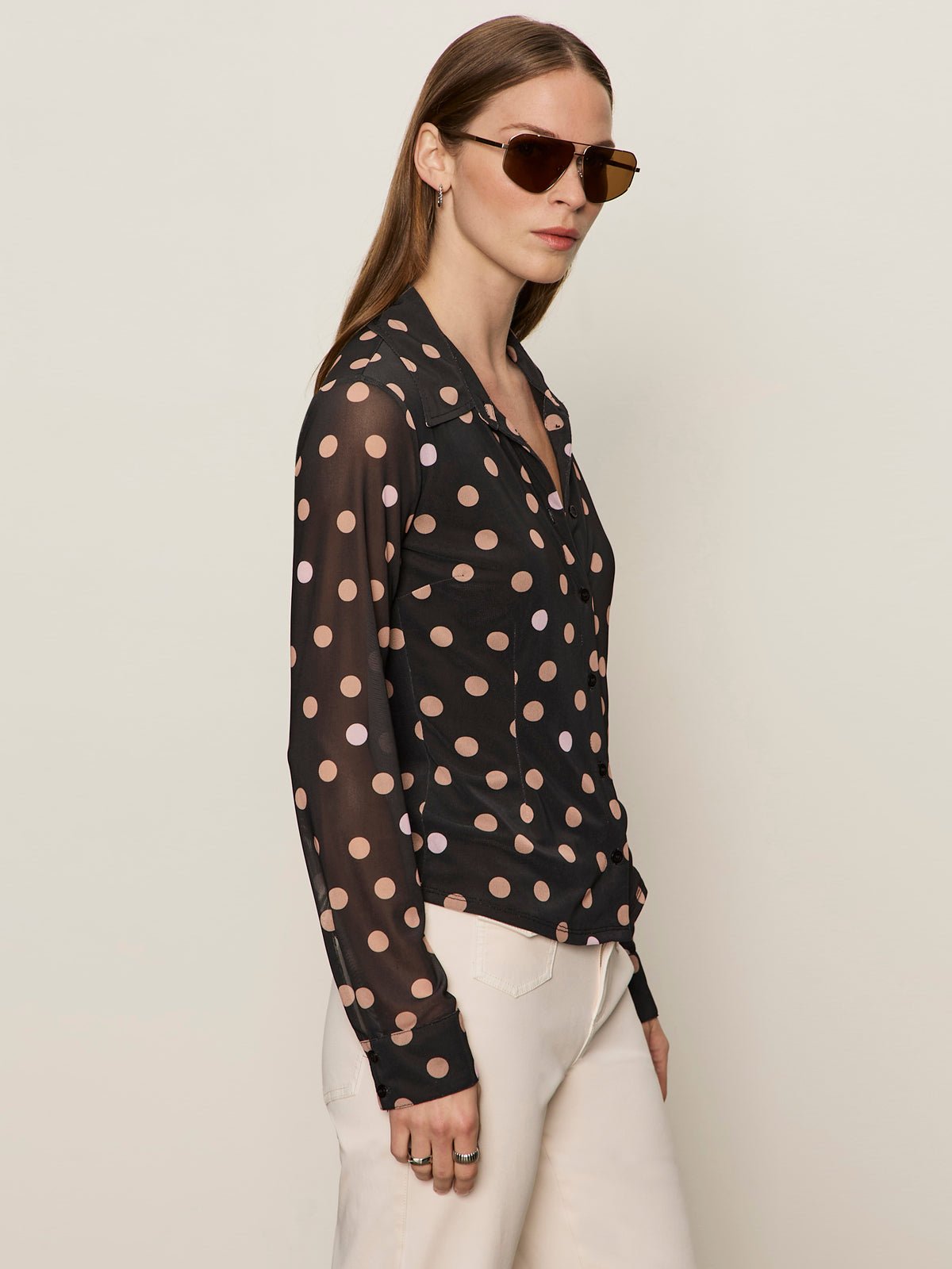 Sanctuary Clothing Customer Favorite - Fitted Mesh Button Down Top Popspot
