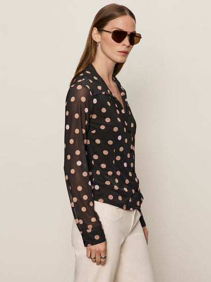 Sanctuary Clothing Customer Favorite - Fitted Mesh Button Down Top Popspot