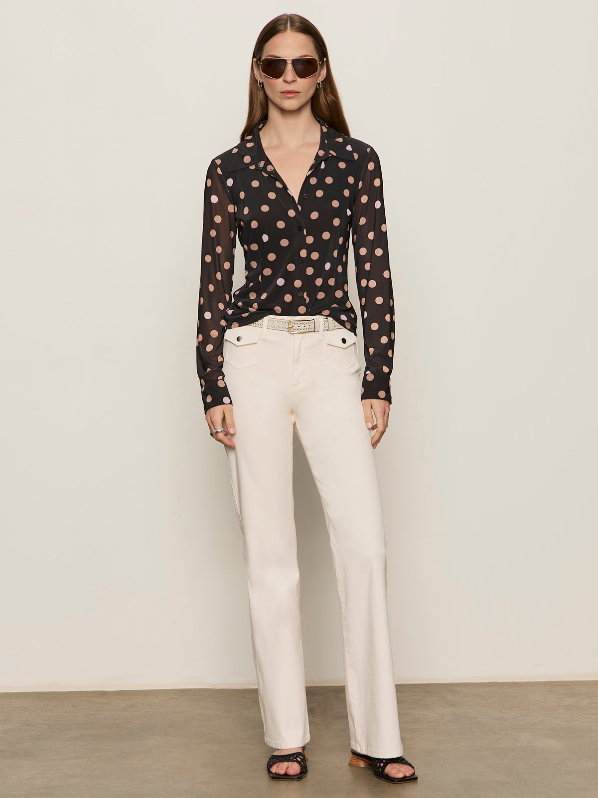 Sanctuary Clothing Customer Favorite - Fitted Mesh Button Down Top Popspot