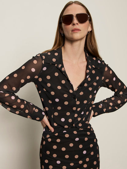 Sanctuary Clothing Customer Favorite - Fitted Mesh Button Down Top Popspot