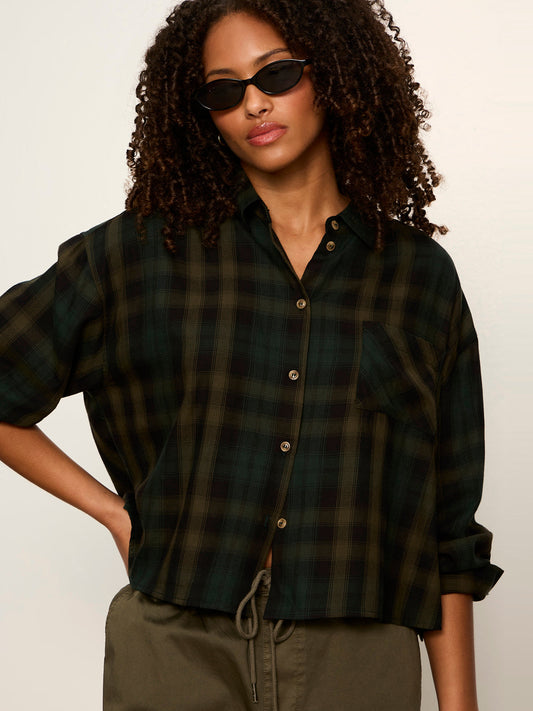 Sanctuary Clothing Quality - The Autumn Edit Flannel Top Forest Plaid