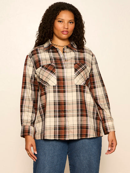 Sanctuary Clothing Great Value - The City Plaid Shirt Haze Plaid Extended Sizing