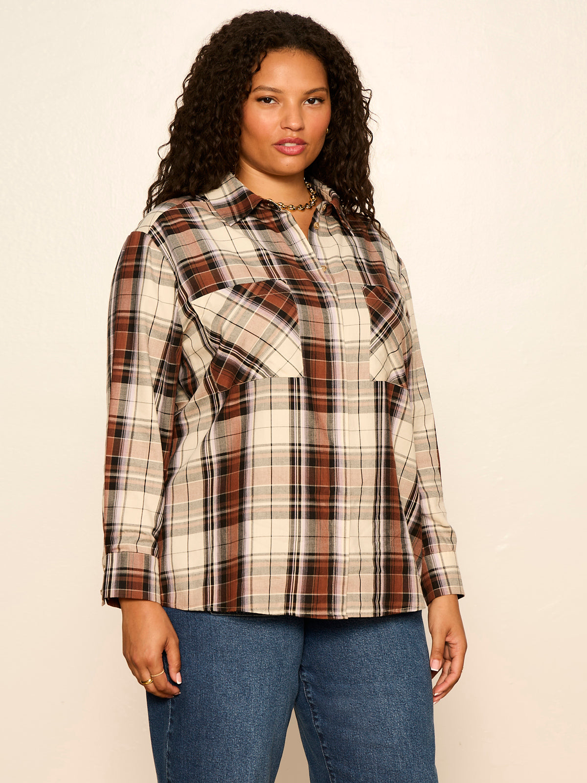 Sanctuary Clothing Great Value - The City Plaid Shirt Haze Plaid Extended Sizing
