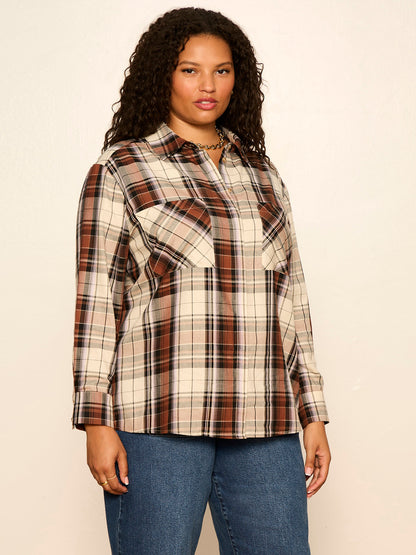Sanctuary Clothing Great Value - The City Plaid Shirt Haze Plaid Extended Sizing