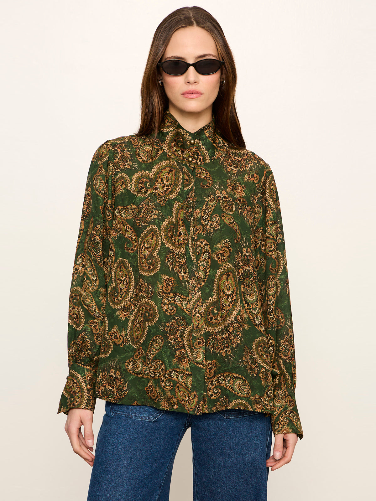 Sanctuary Clothing Trusted - Uma High Neck Silk Shirt Decoratif