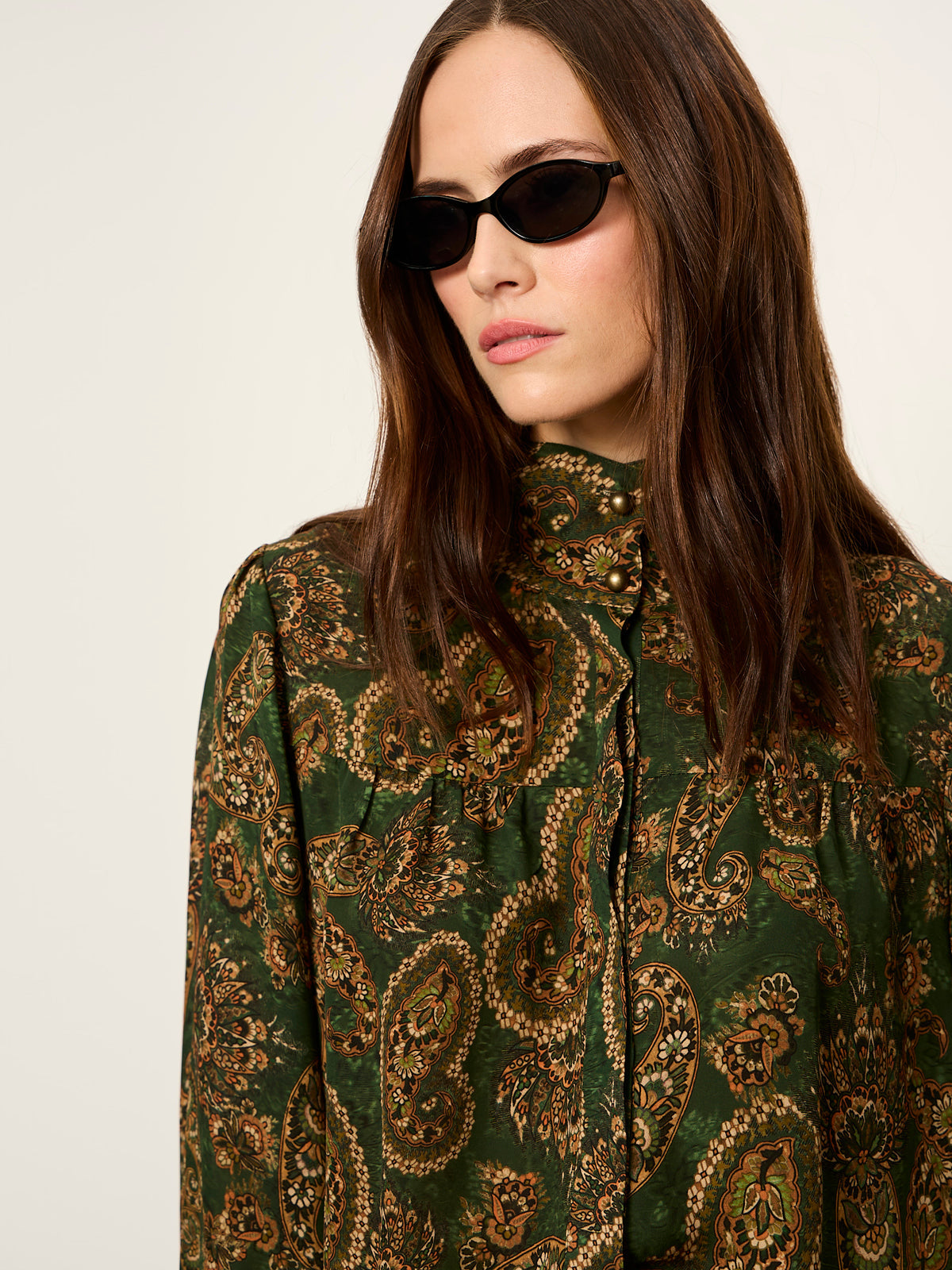 Sanctuary Clothing Trusted - Uma High Neck Silk Shirt Decoratif