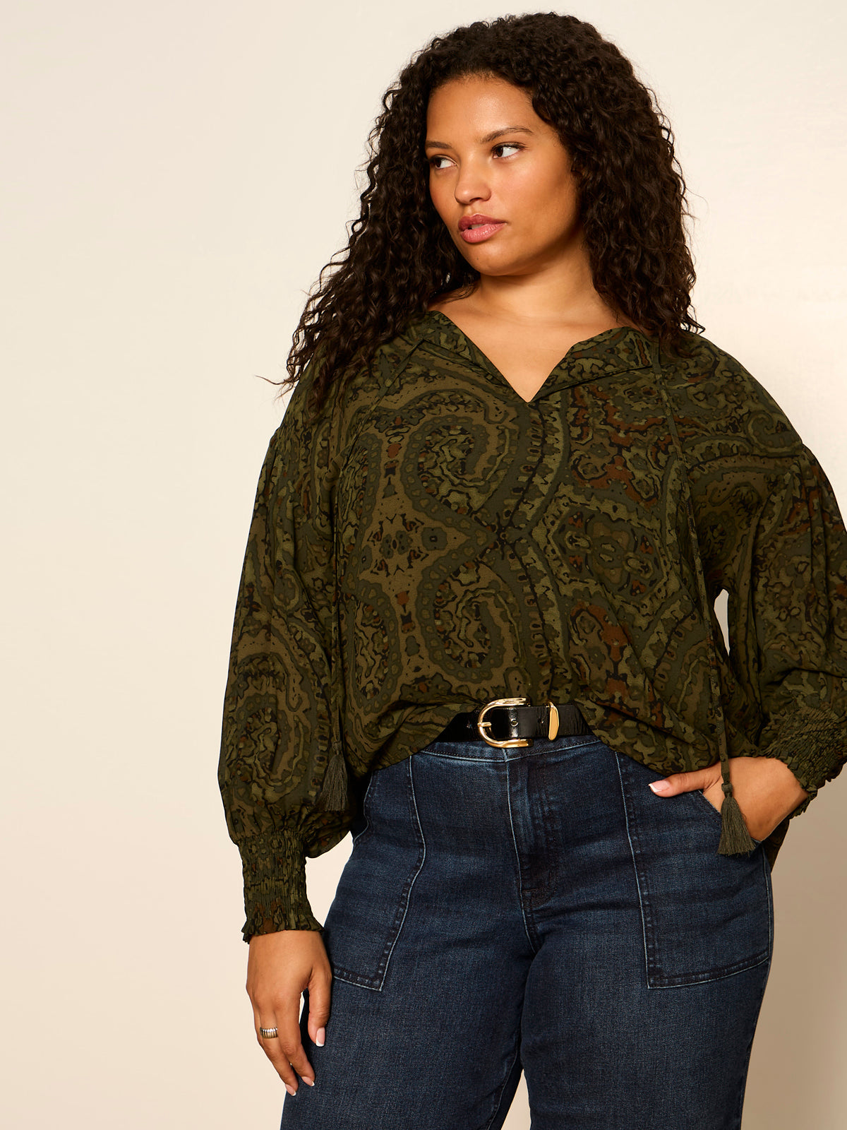 Sanctuary Clothing Value - THE MOMENT VOLUME BLOUSE MIDNIGHT MOSS