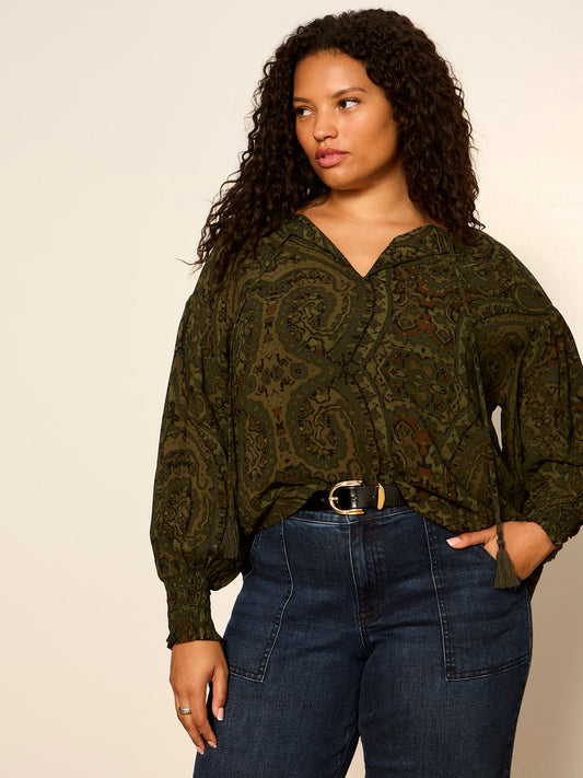 Sanctuary Clothing Value - THE MOMENT VOLUME BLOUSE MIDNIGHT MOSS