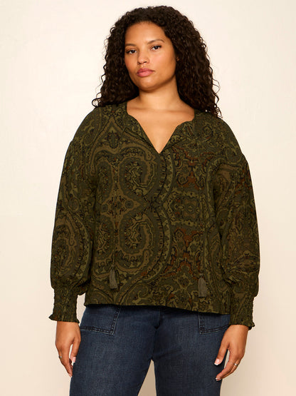 Sanctuary Clothing Value - THE MOMENT VOLUME BLOUSE MIDNIGHT MOSS