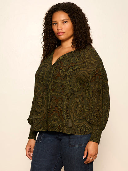 Sanctuary Clothing Value - THE MOMENT VOLUME BLOUSE MIDNIGHT MOSS