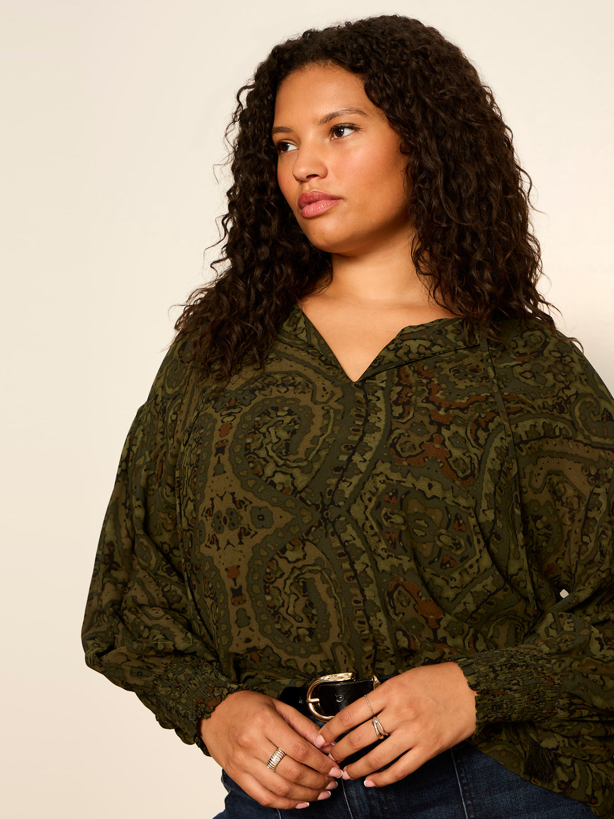 Sanctuary Clothing Value - THE MOMENT VOLUME BLOUSE MIDNIGHT MOSS