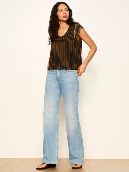 Sanctuary Clothing Latest - OUTSIDER EMBELLISHED SHELL TOP DARK CUMIN/BLACK STRIPE