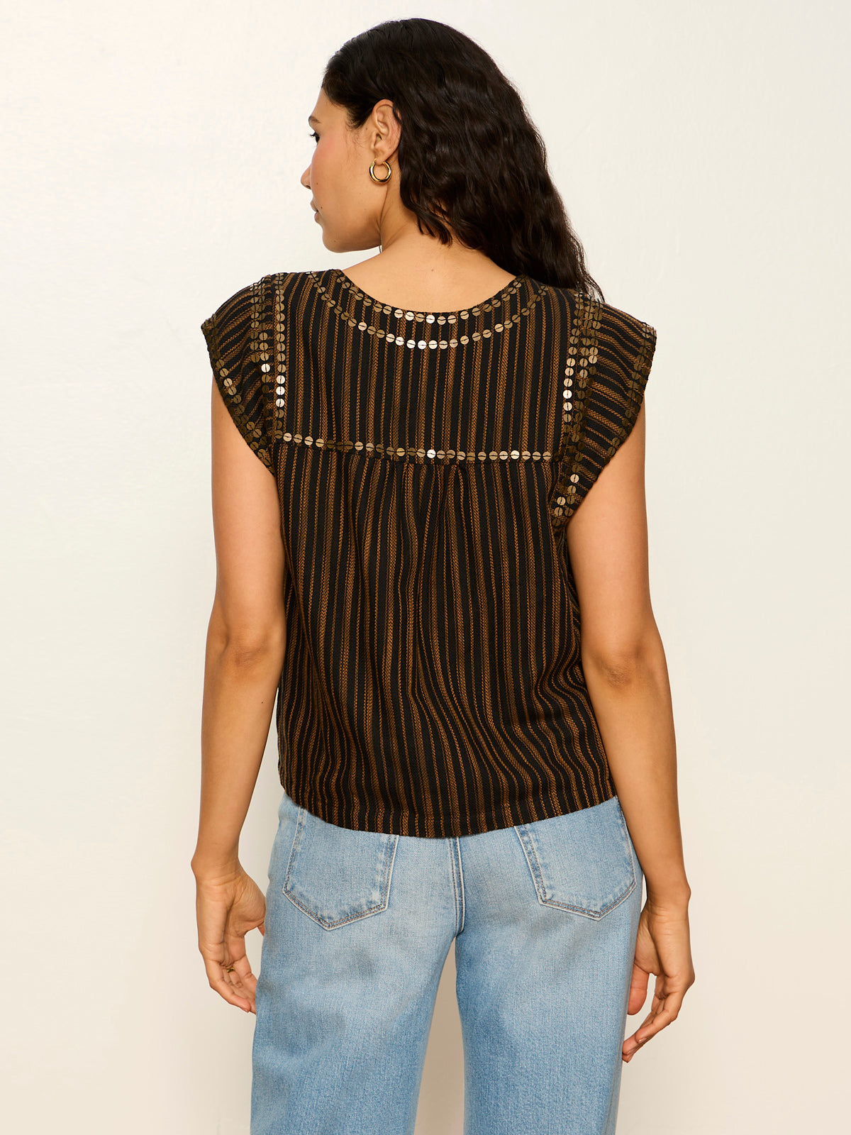 Sanctuary Clothing Latest - OUTSIDER EMBELLISHED SHELL TOP DARK CUMIN/BLACK STRIPE
