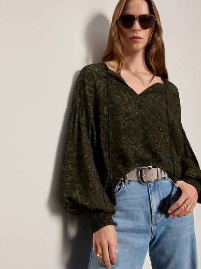 Sanctuary Clothing Value - THE MOMENT VOLUME BLOUSE MIDNIGHT MOSS