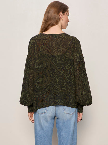 Sanctuary Clothing Value - THE MOMENT VOLUME BLOUSE MIDNIGHT MOSS