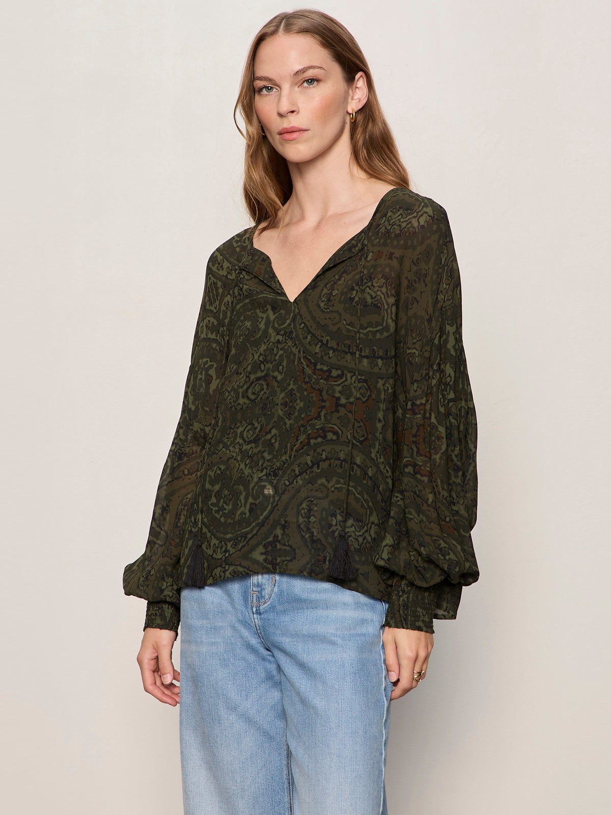 Sanctuary Clothing Value - THE MOMENT VOLUME BLOUSE MIDNIGHT MOSS