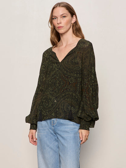 Sanctuary Clothing Value - THE MOMENT VOLUME BLOUSE MIDNIGHT MOSS