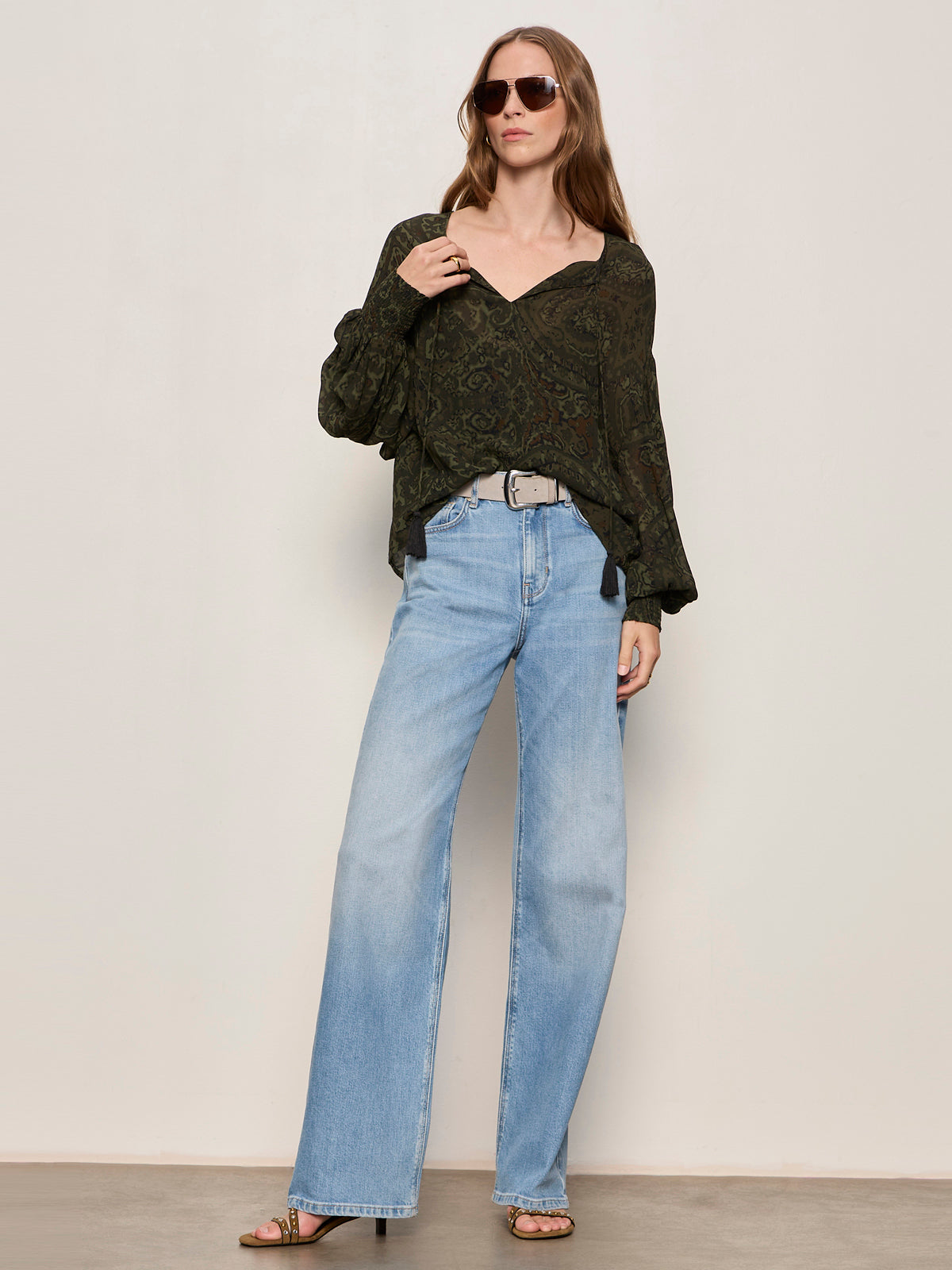 Sanctuary Clothing Value - THE MOMENT VOLUME BLOUSE MIDNIGHT MOSS