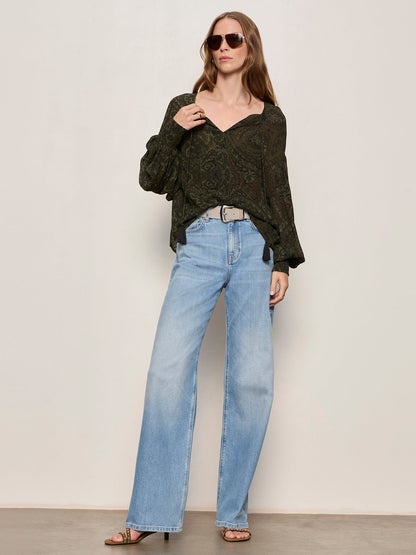 Sanctuary Clothing Value - THE MOMENT VOLUME BLOUSE MIDNIGHT MOSS