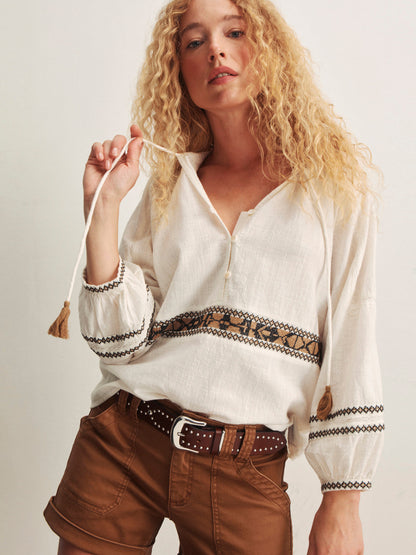Sanctuary Clothing Deals - RETREAT EMBROIDERED BLOUSE CHALK
