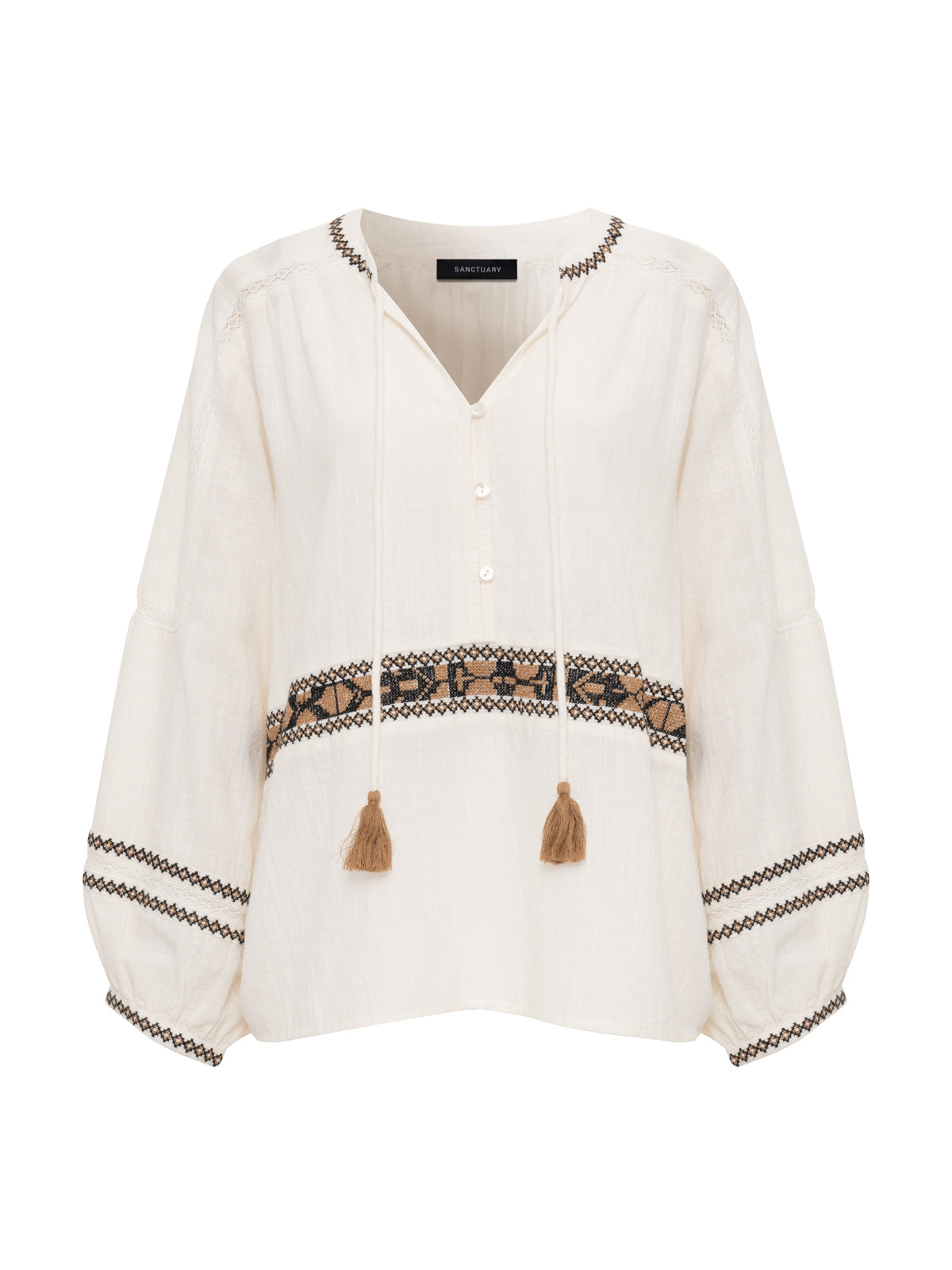 Sanctuary Clothing Deals - RETREAT EMBROIDERED BLOUSE CHALK