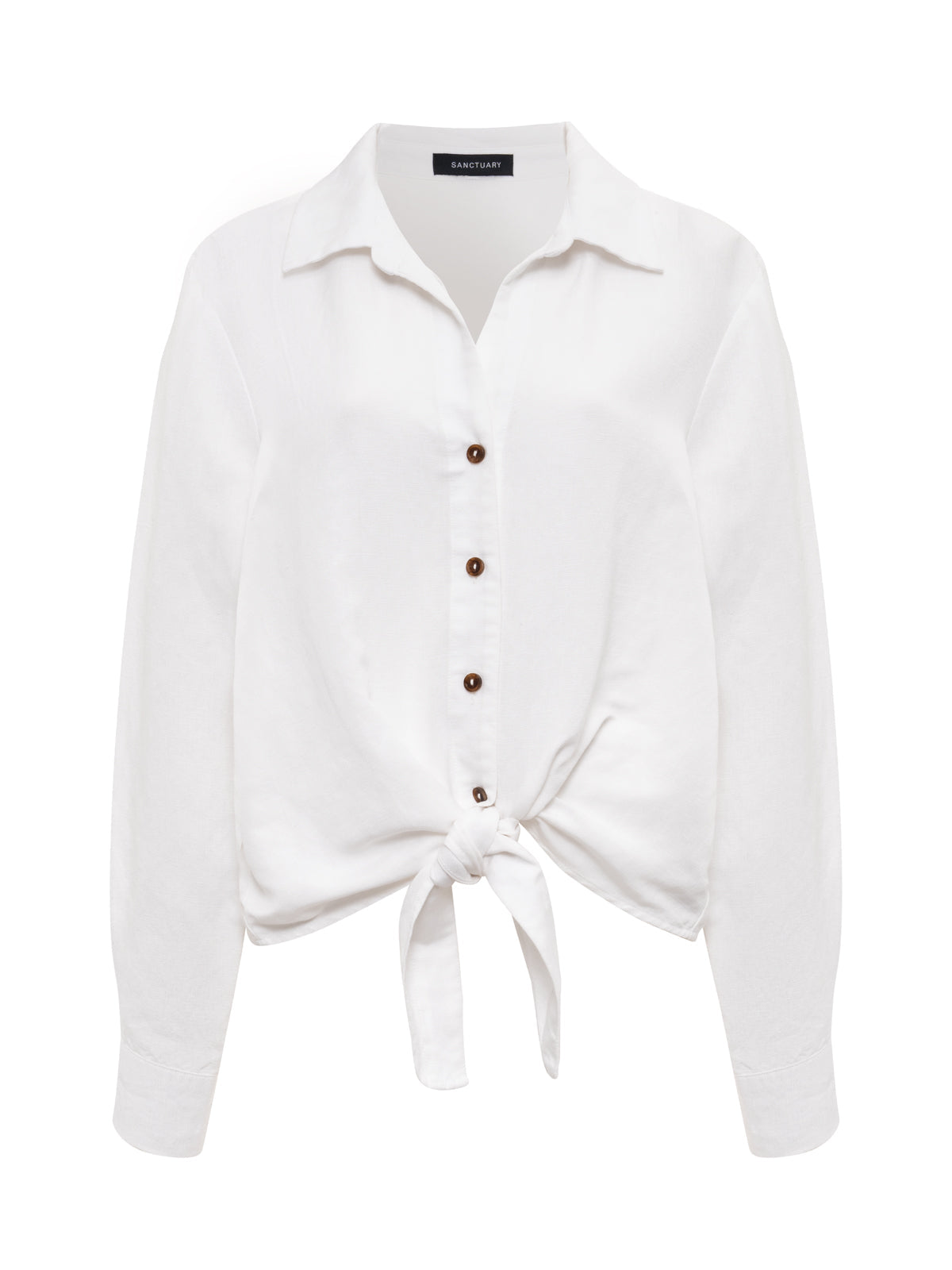 Sanctuary Clothing Exclusive - MORE LOVE LINEN TIE TOP WHITE