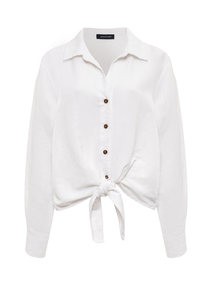 Sanctuary Clothing Exclusive - MORE LOVE LINEN TIE TOP WHITE