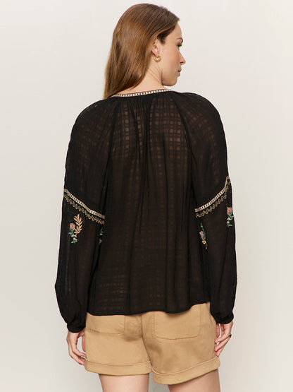 Sanctuary Clothing Exclusive - RAYE EMBROIDERED BLOUSE BLACK