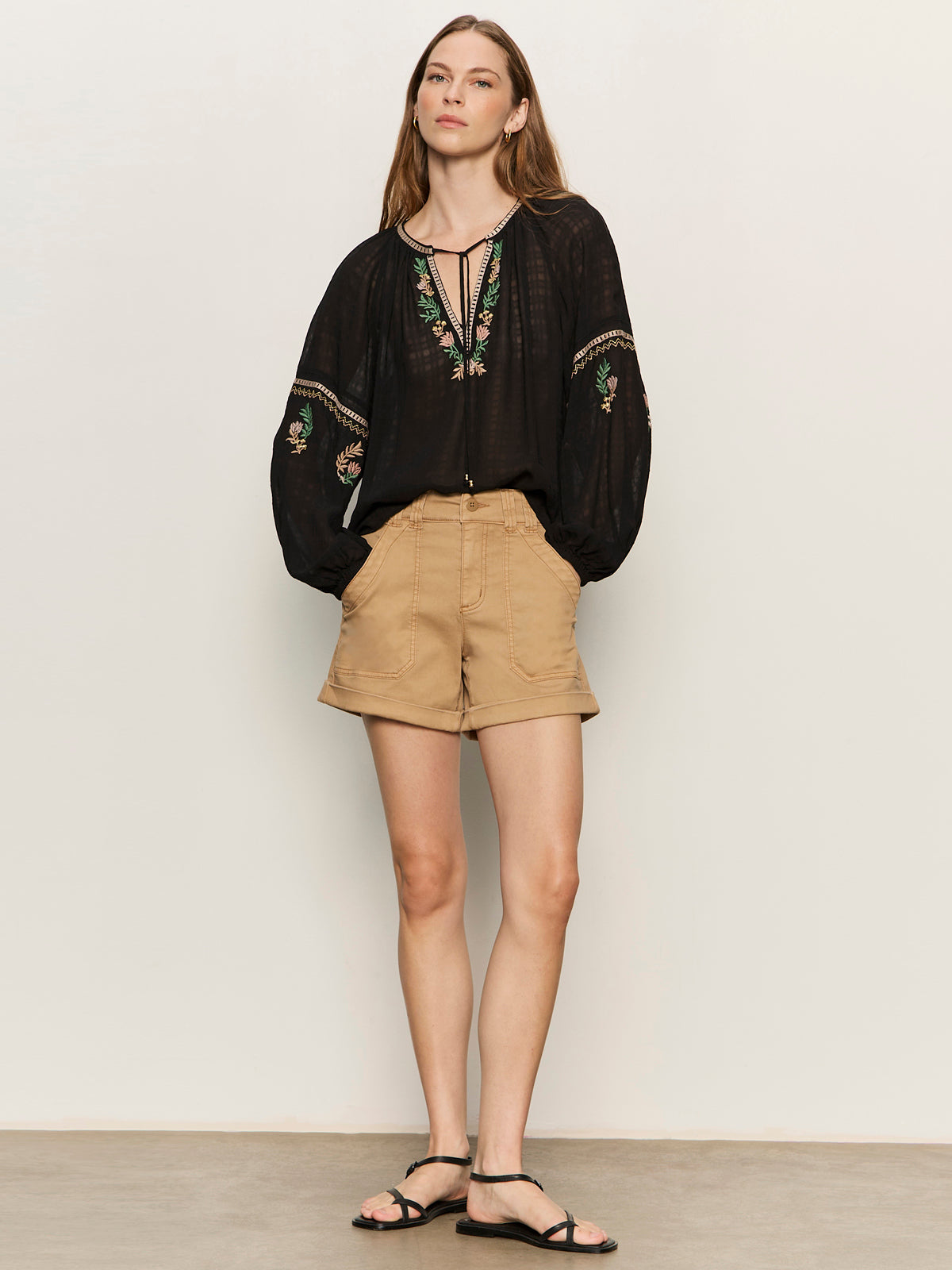 Sanctuary Clothing Exclusive - RAYE EMBROIDERED BLOUSE BLACK
