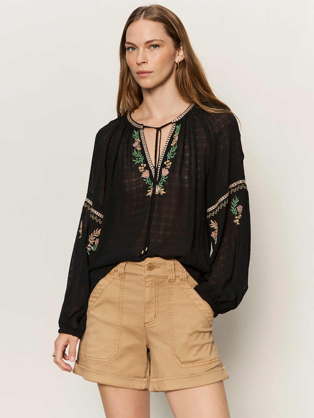 Sanctuary Clothing Exclusive - RAYE EMBROIDERED BLOUSE BLACK