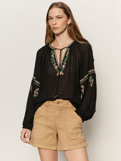 Sanctuary Clothing Exclusive - RAYE EMBROIDERED BLOUSE BLACK