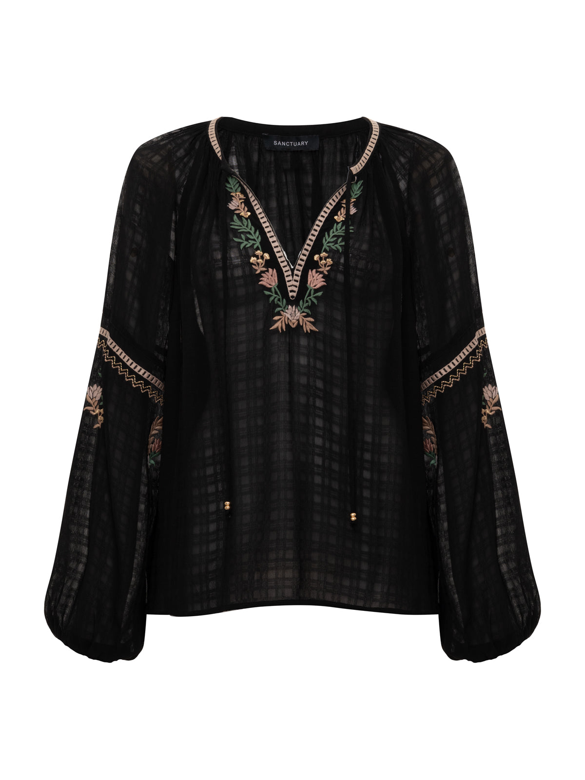 Sanctuary Clothing Exclusive - RAYE EMBROIDERED BLOUSE BLACK