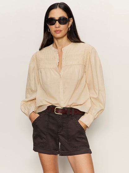 Sanctuary Clothing Top Pick - GIVING THE MOST PINTUCK SHIRT RICH COLLAGEN