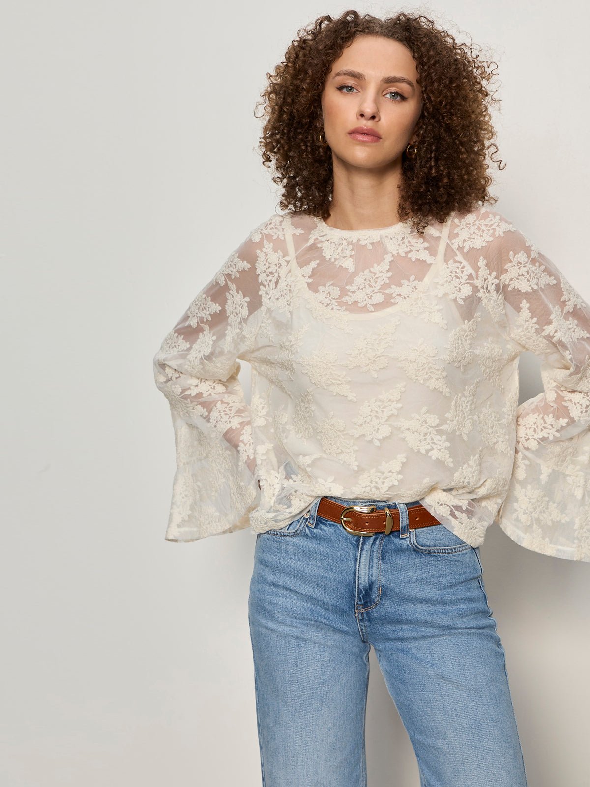 Sanctuary Clothing Classic - BOHO LACE TOP VINTAGE IVORY