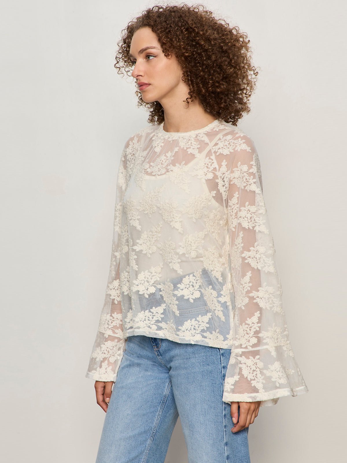Sanctuary Clothing Classic - BOHO LACE TOP VINTAGE IVORY